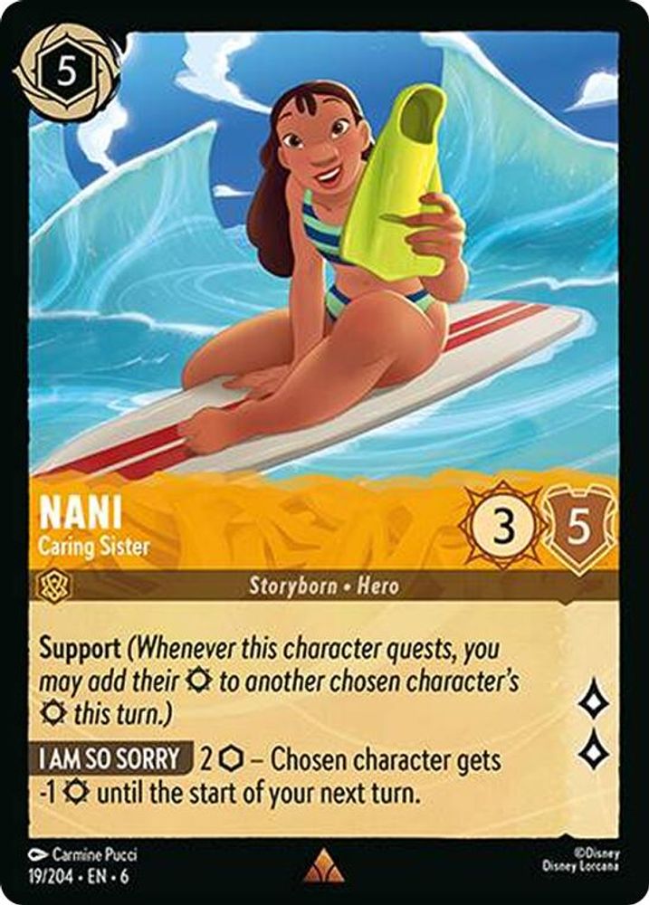 Nani - Caring Sister 19/204 Rare Azurite Sea Lorcana Near Mint