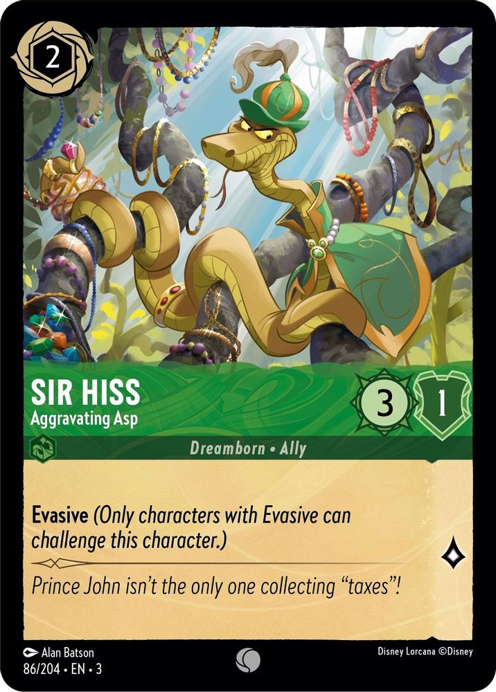 Sir Hiss - Aggravating Asp 86/204 Common Into the Inklands Lorcana Near Mint