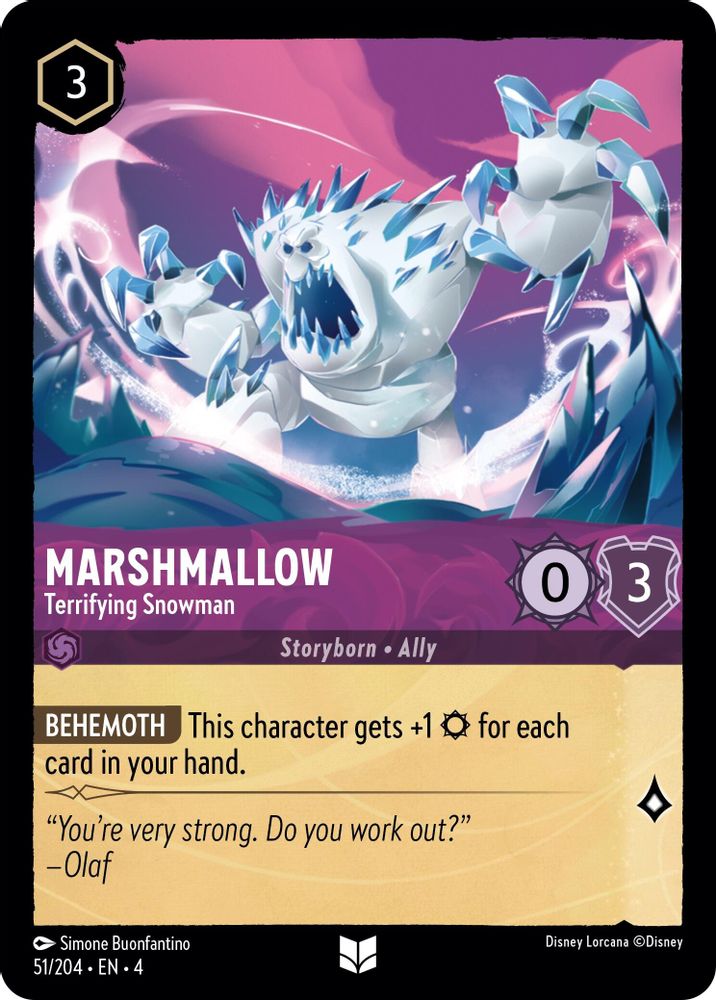 Marshmallow - Terrifying Snowman 51/204 Uncommon Ursula's Return Lorcana NM