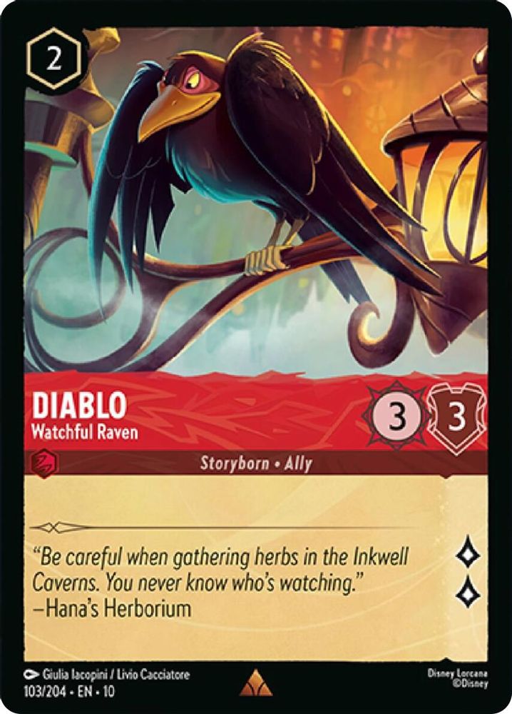 Diablo - Watchful Raven 103/204 Rare Whispers in the Well Lorcana Near Mint