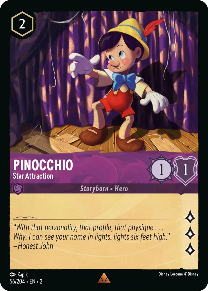 Pinocchio - Star Attraction 56/204 Rare Rise of the Floodborn Lorcana Near Mint
