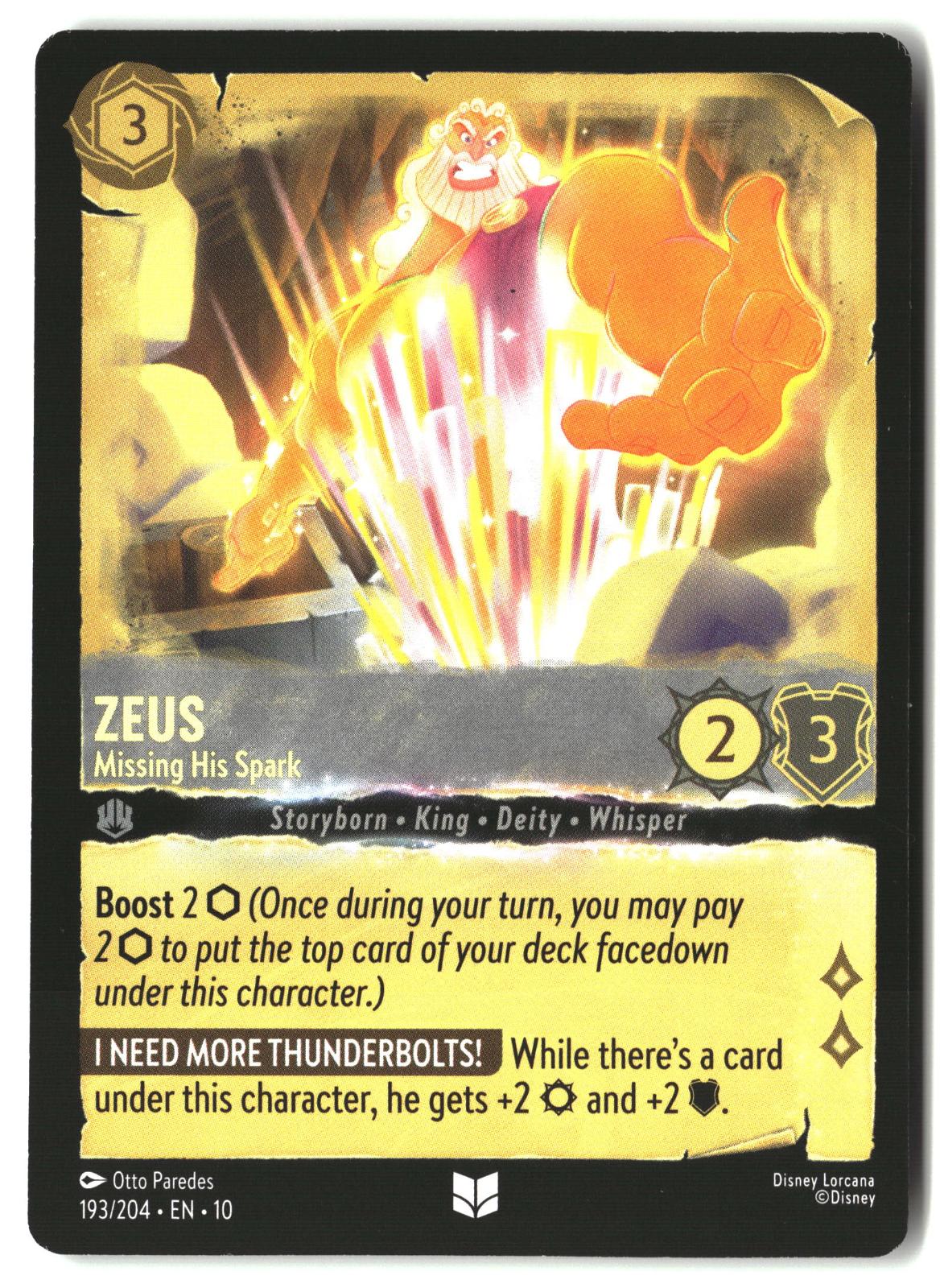Zeus - Missing His Spark 193/204 Uncommon Whispers in the Well Lorcana LP