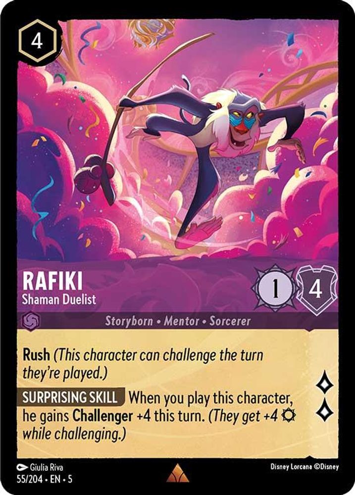 Rafiki - Shaman Duelist 55/204 Rare Shimmering Skies Lorcana Near Mint