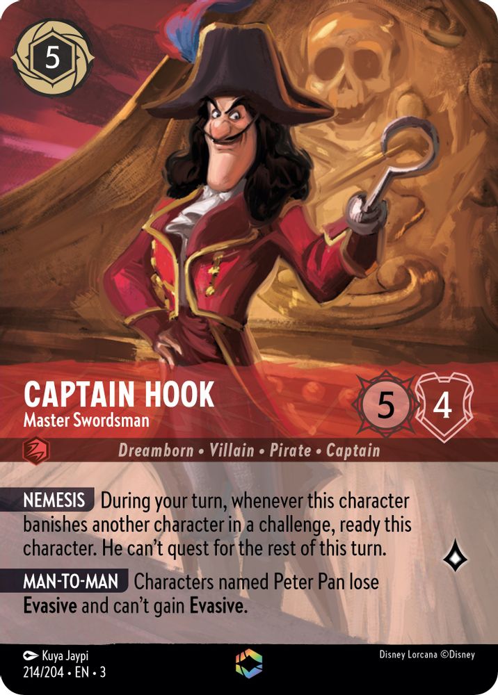 Captain Hook - Master Swordsman (Enchanted) 214/204 Lorcana Holo NM