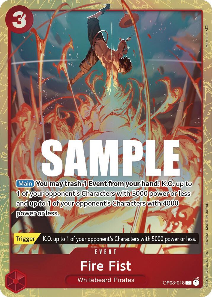 Fire Fist (Alternate Art) OP03-018 Rare Pillars of Strength One Piece Foil NM
