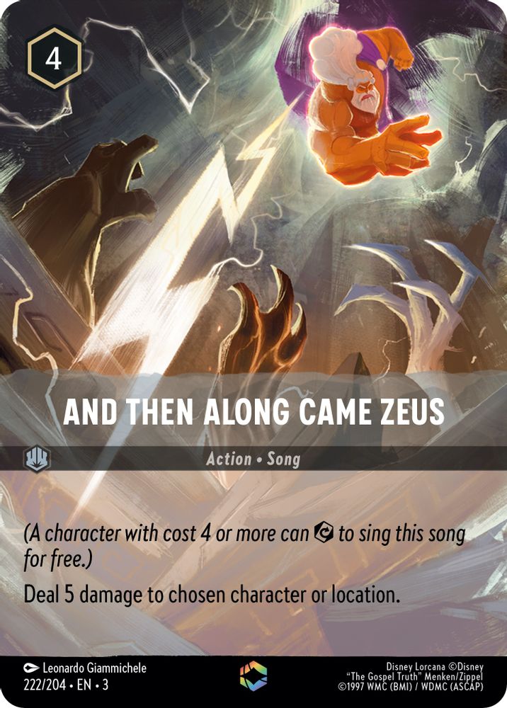 And Then Along Came Zeus (Enchanted) 222/204 Into the Inklands Lorcana Holo NM