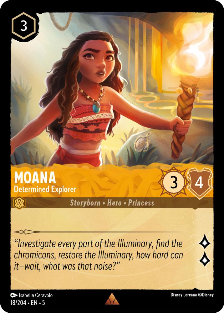 Moana - Determined Explorer 18/204 Rare Shimmering Skies Lorcana Near Mint
