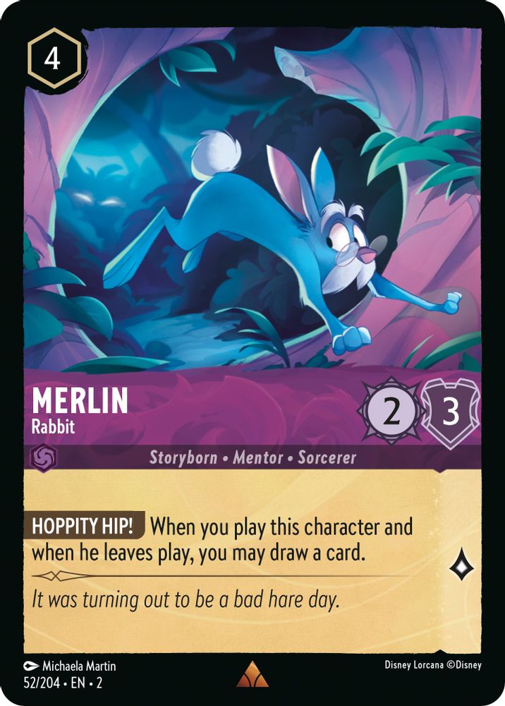 Merlin - Rabbit 52/204 Rare Rise of the Floodborn Lorcana Near Mint