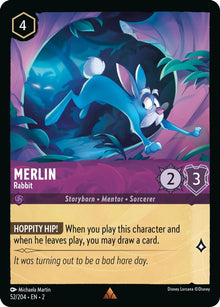 Merlin - Rabbit 52/204 Rare Rise of the Floodborn Lorcana Near Mint