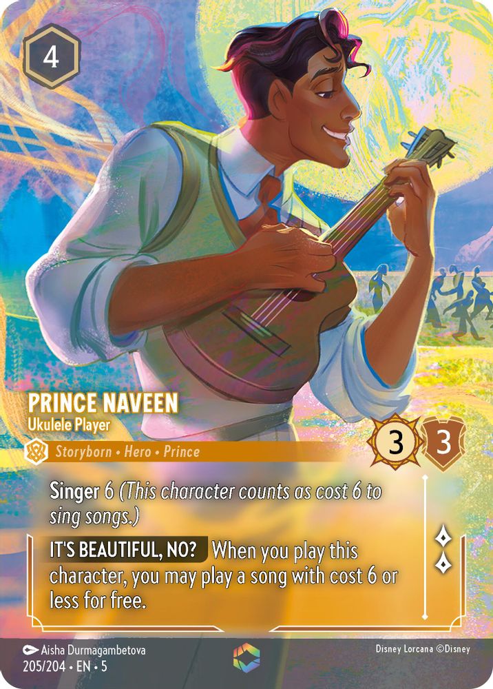 Prince Naveen - Ukulele Player (Enchanted) 205/204 Lorcana Holo NM