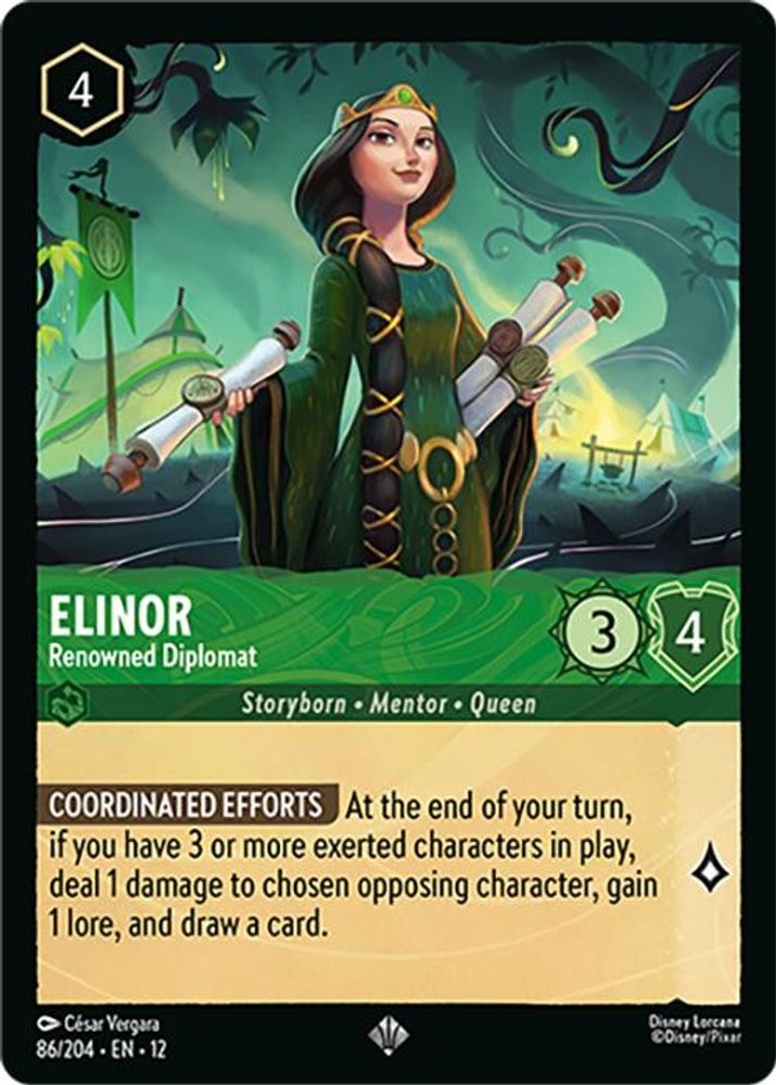 Elinor - Renowned Diplomat 86/204 Super Rare Wilds Unknown Lorcana Near Mint