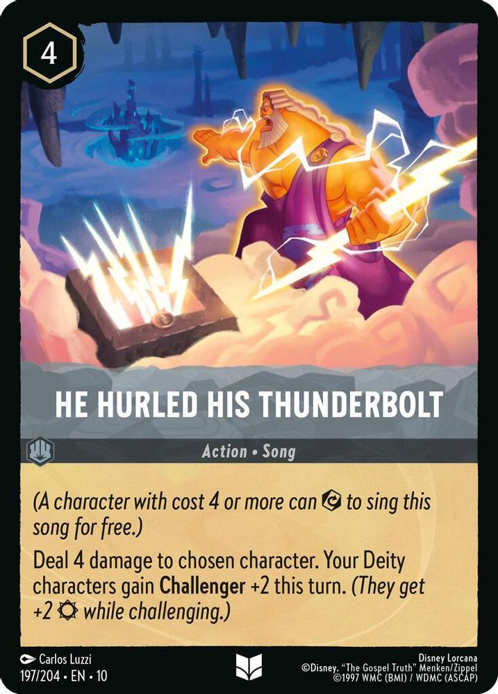 He Hurled His Thunderbolt 197/204 Uncommon Whispers in the Well Lorcana NM