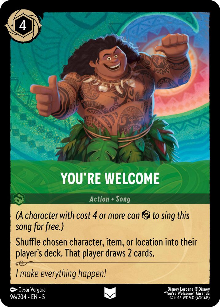 You're Welcome 96/204 Uncommon Shimmering Skies Lorcana Near Mint