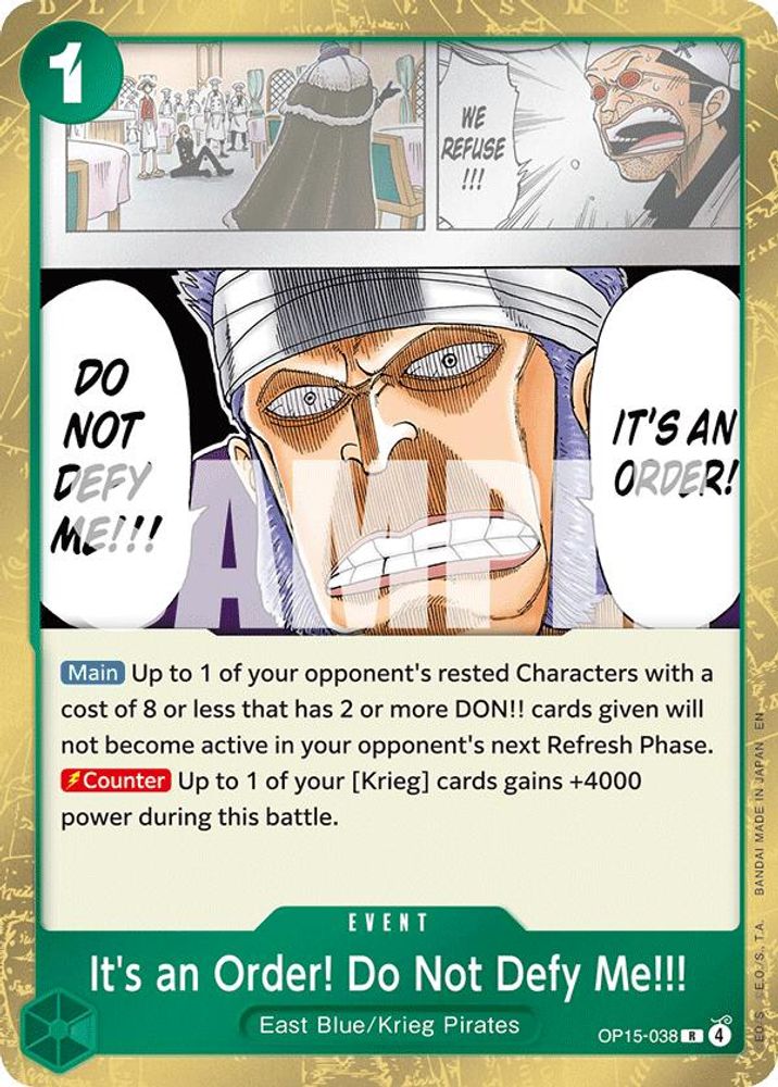 It's an Order! Do Not Defy Me!!! OP15-038 Adventure on Kami's Island One Piece Foil NM
