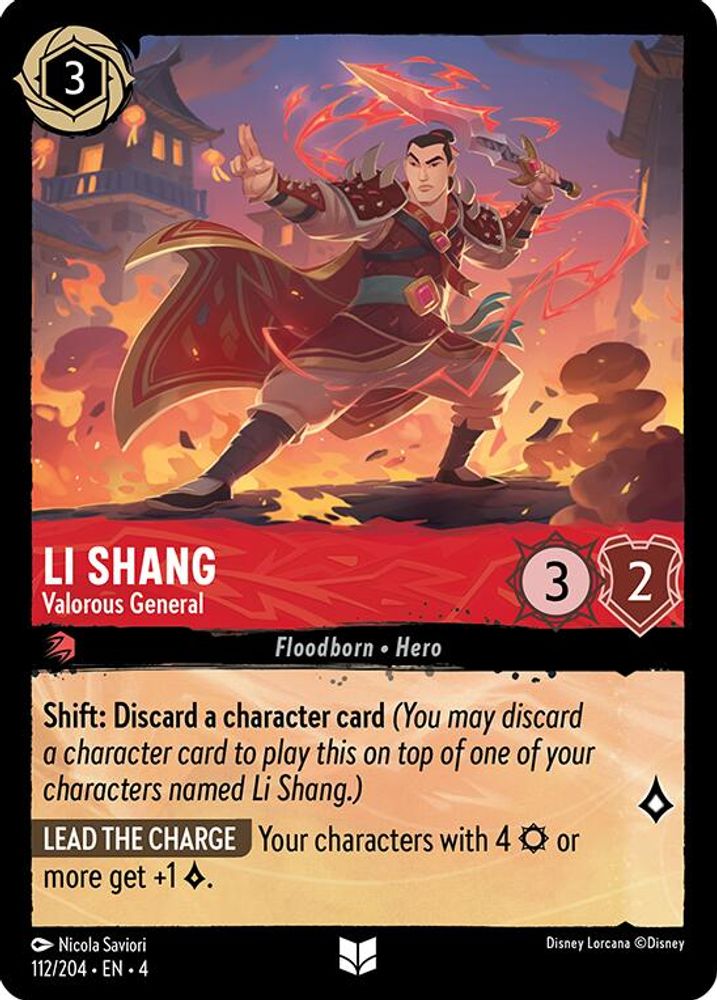 Li Shang - Valorous General 112/204 Uncommon Ursula's Return Lorcana Near Mint