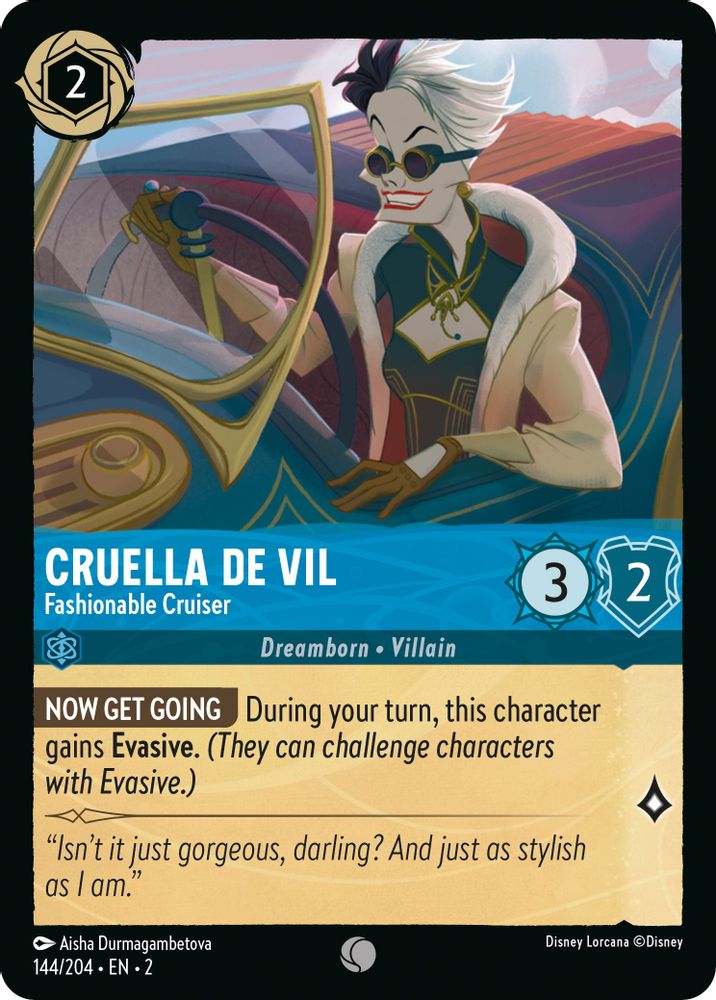 Cruella De Vil - Fashionable Cruiser 144/204 Rise of the Floodborn Lorcana NM