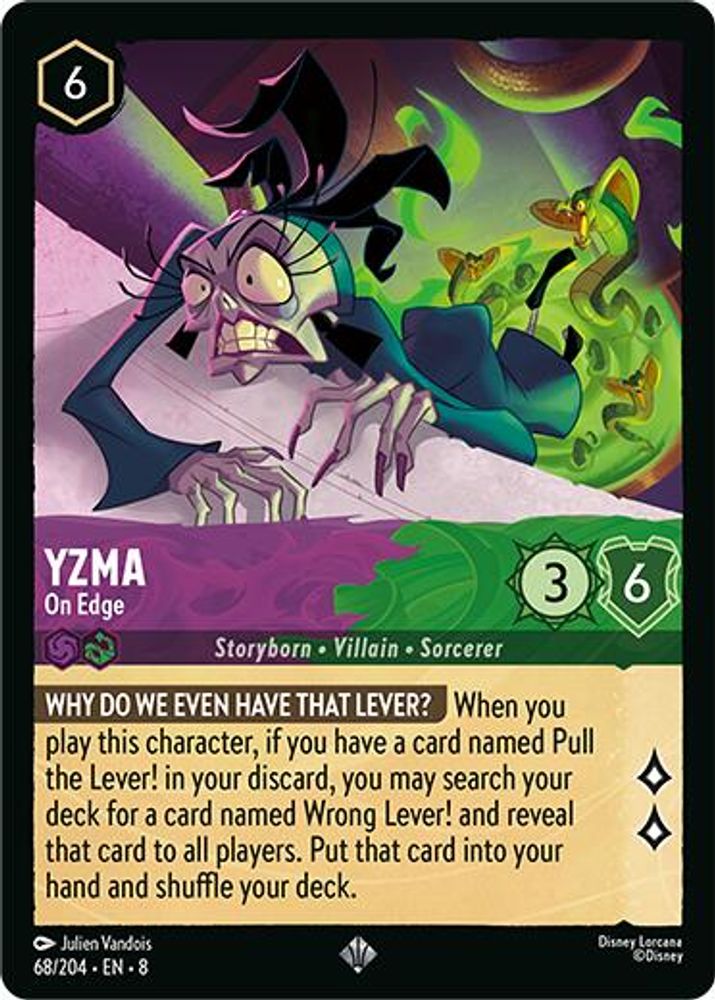 Yzma - On Edge 68/204 Super Rare Reign of Jafar Lorcana Near Mint