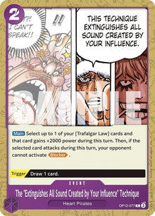 The "Extinguishes All Sound Created by Your Influence" Technique OP12-077 Legacy of the Master One Piece NM