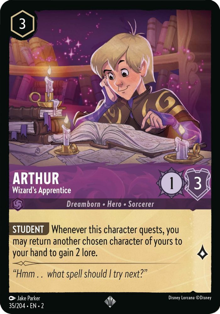 Arthur - Wizard's Apprentice 35/204 Super Rare Rise of the Floodborn Lorcana NM