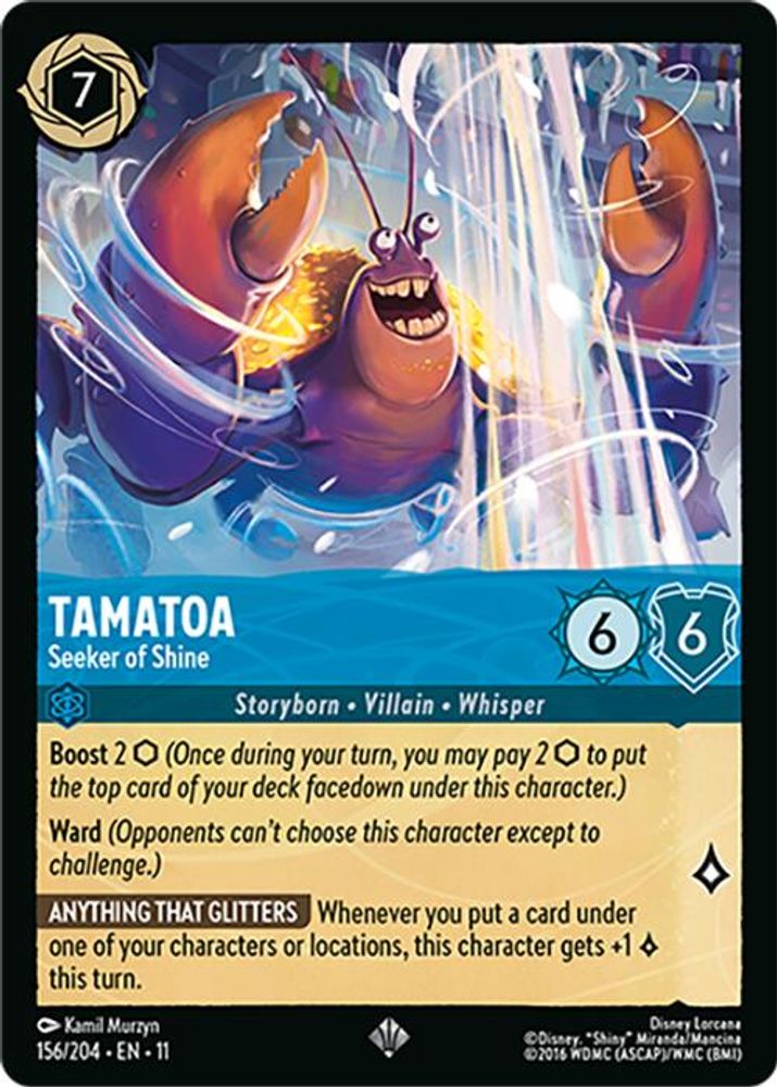 Tamatoa - Seeker of Shine 156/204 Super Rare Winterspell Lorcana Near Mint