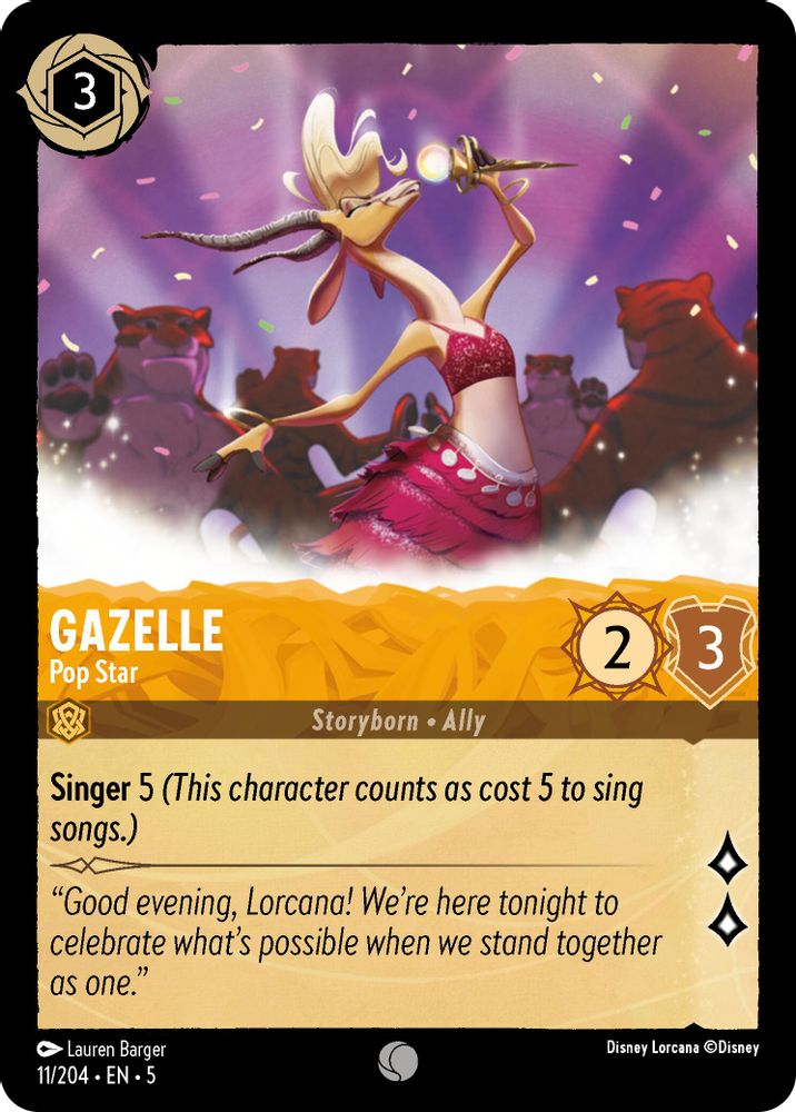 Gazelle - Pop Star 11/204 Common Shimmering Skies Lorcana Near Mint