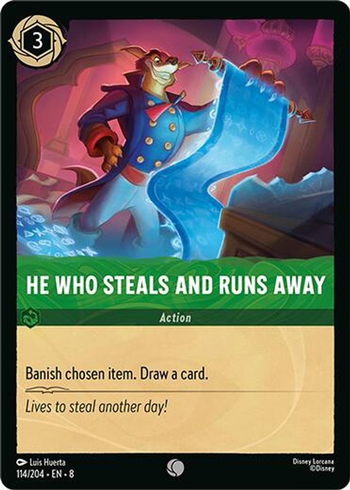 He Who Steals And Runs Away 114/204 Common Reign of Jafar Lorcana Near Mint