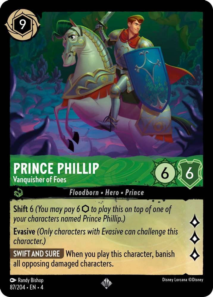 Prince Phillip - Vanquisher of Foes 87/204 Super Rare Ursula's Return Lorcana NM