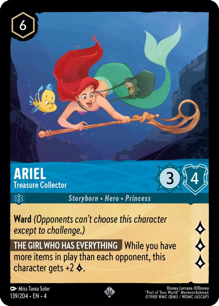 Ariel - Treasure Collector 139/204 Super Rare Ursula's Return Lorcana Near Mint