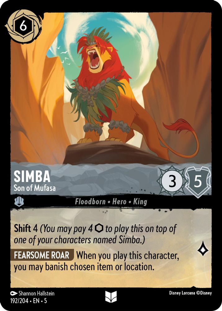 Simba - Son of Mufasa 192/204 Uncommon Shimmering Skies Lorcana Near Mint