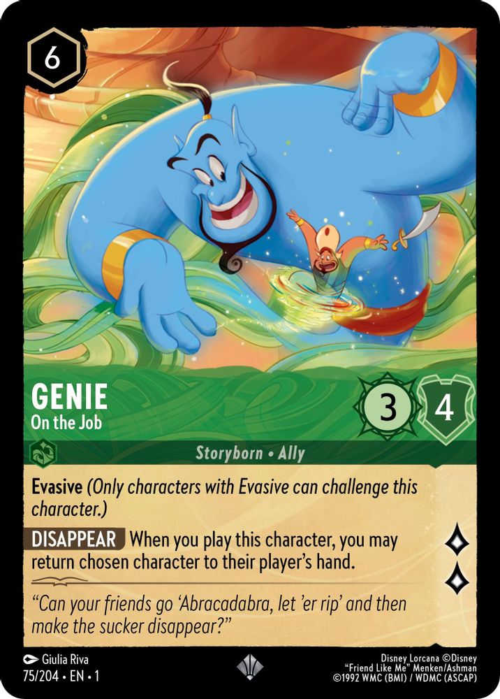 Genie - On the Job 75/204 Super Rare The First Chapter Lorcana Near Mint
