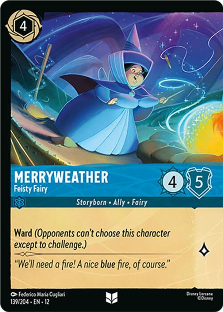 Merryweather - Feisty Fairy (Foil) 139/204 Wilds Unknown Lorcana Cold Foil NM