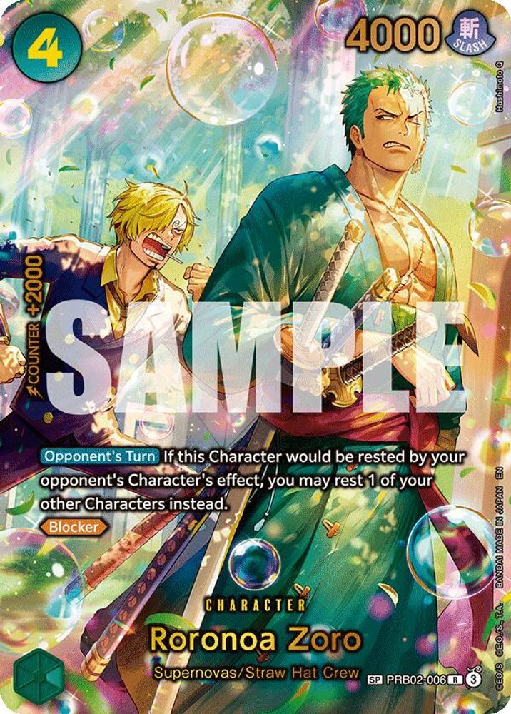 Roronoa Zoro PRB02-006 Rare The Azure Sea's Seven One Piece Foil Near Mint