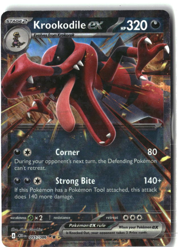 Krookodile ex 055/086 Double Rare Chaos Rising Pokemon Holo Near Mint