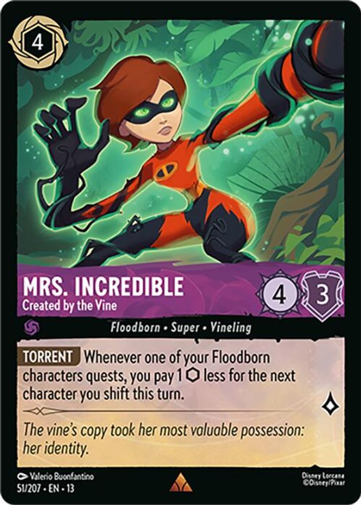 Mrs. Incredible - Created by the Vine 51/204 Rare Attack of the Vine! Lorcana NM