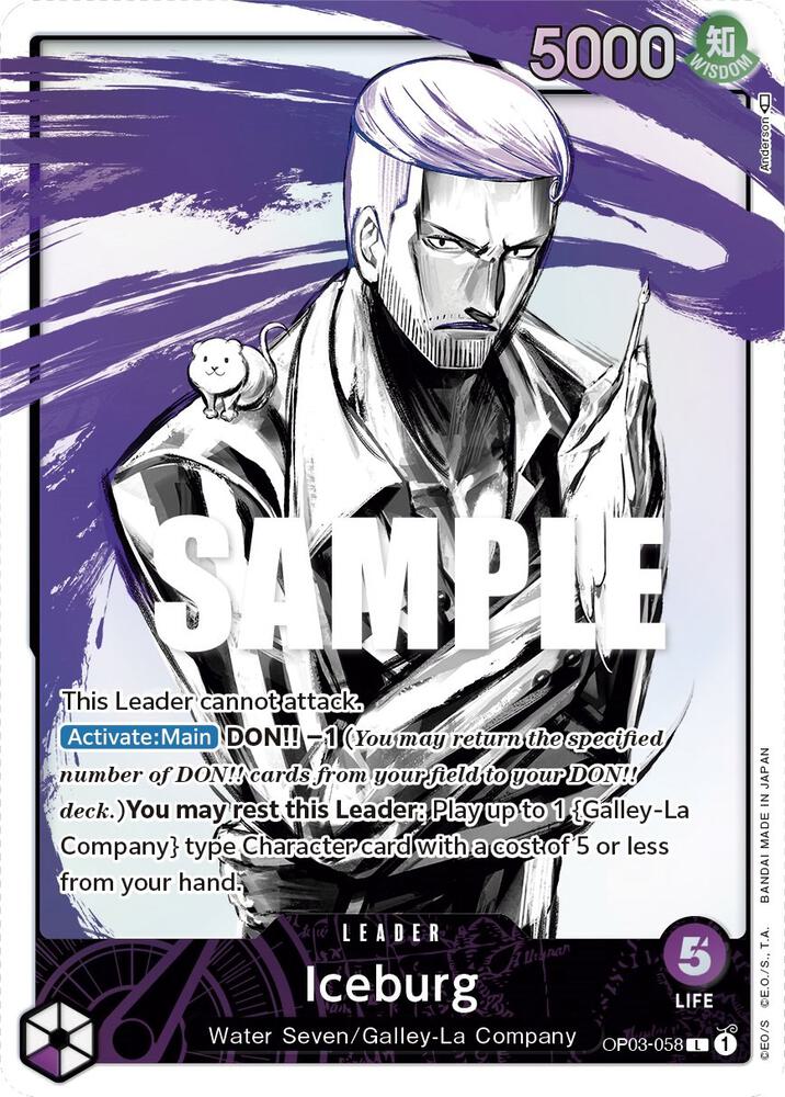 Iceburg (Alternate Art) OP03-058 Leader Pillars of Strength One Piece Foil NM