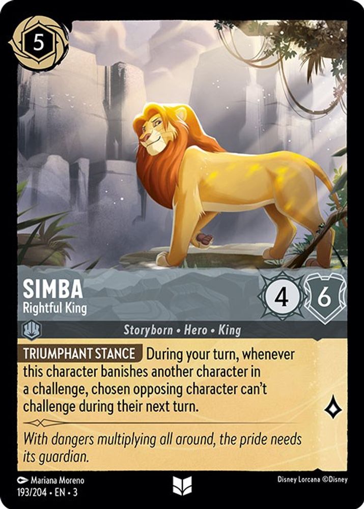 Simba - Rightful King 193/204 Uncommon Into the Inklands Lorcana Near Mint