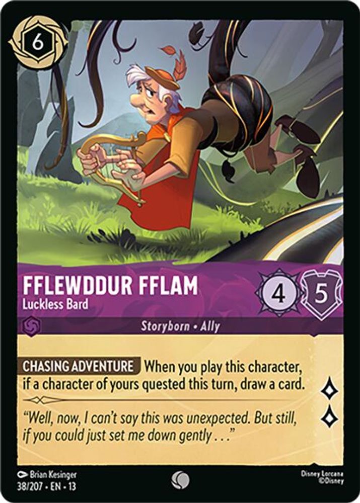 Fflewddur Fflam - Luckless Bard 38/204 Common Attack of the Vine! Lorcana NM