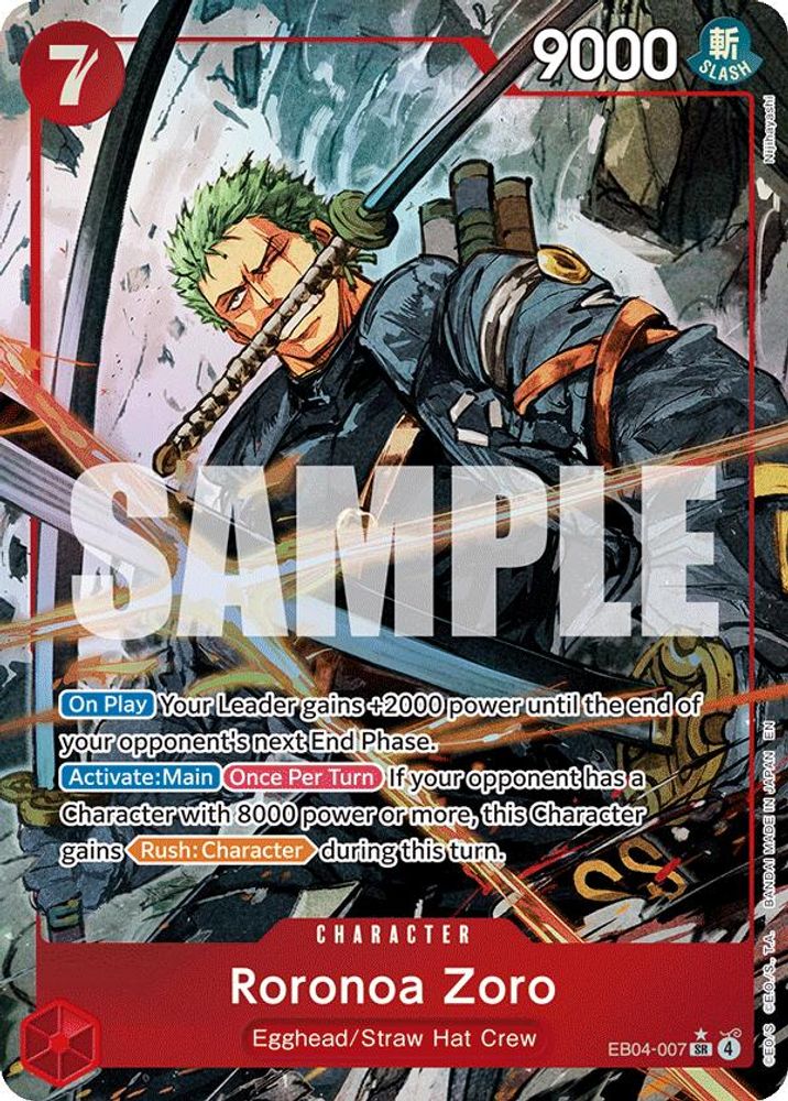 Roronoa Zoro (Alternate Art) EB04-007 Adventure on Kami's Island One Piece Foil NM