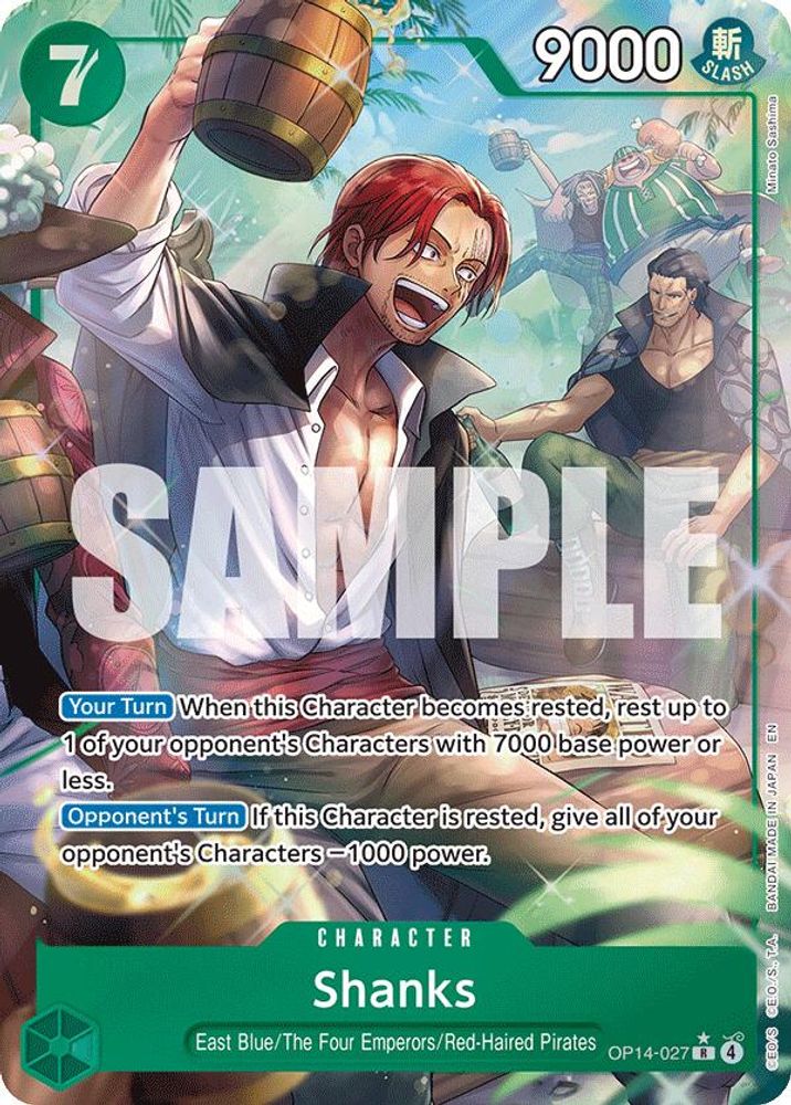 Shanks (Alternate Art) OP14-027 Rare The Azure Sea's Seven One Piece Foil NM