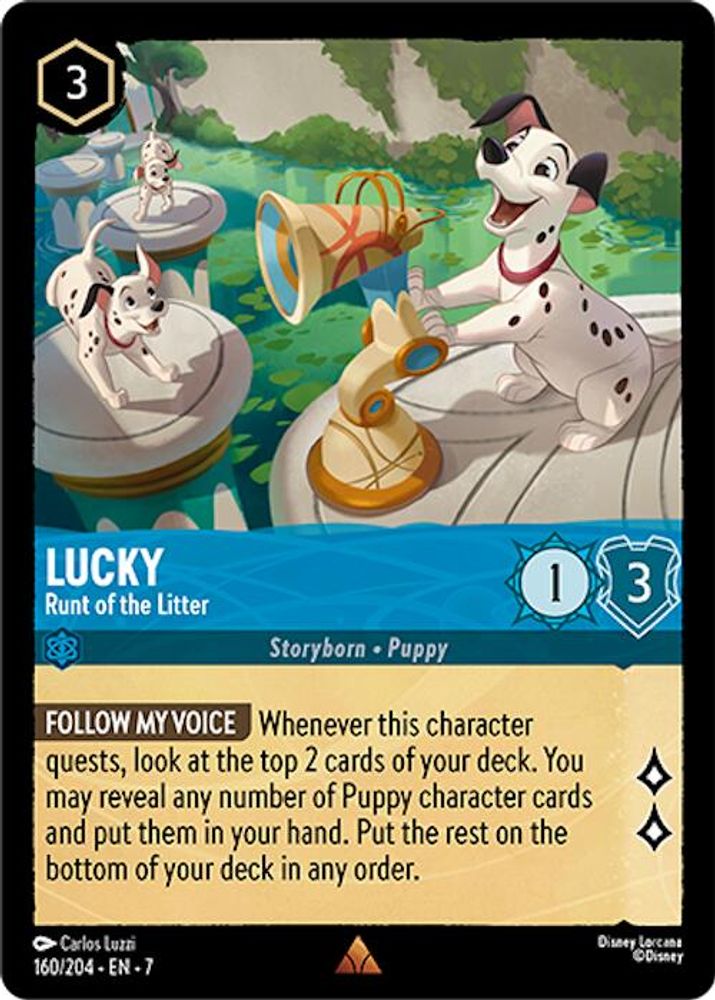 Lucky - Runt of the Litter 160/204 Rare Archazia's Island Lorcana Near Mint