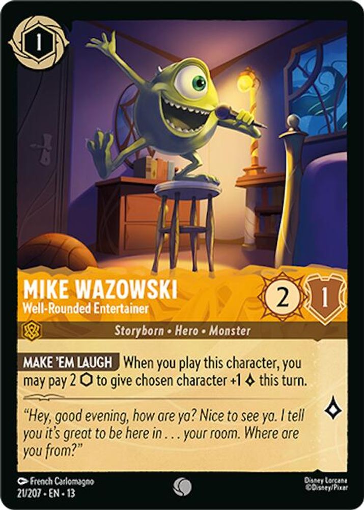 Mike Wazowski - Well-Rounded Entertainer 21/207 Attack of the Vine! Lorcana NM