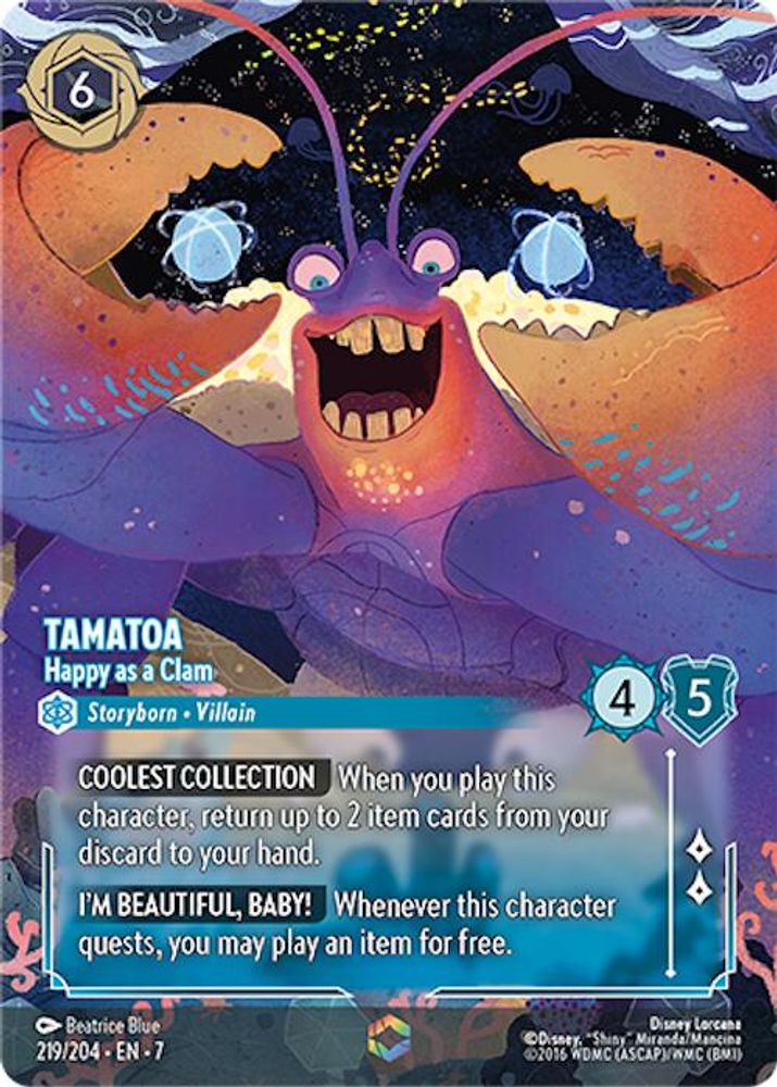 Tamatoa - Happy as a Clam (Enchanted) 219/204 Archazia's Island Lorcana Holo NM