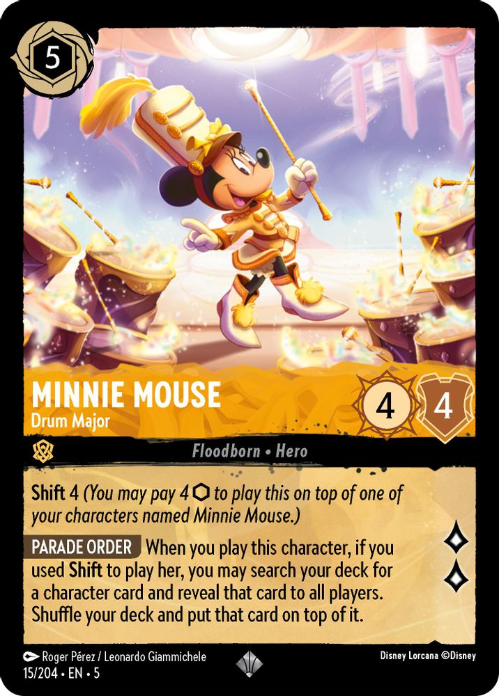 Minnie Mouse - Drum Major 15/204 Super Rare Shimmering Skies Lorcana Near Mint