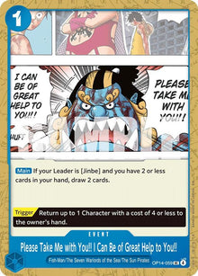 Please Take Me with You!! I Can Be of Great Help to You!! OP14-059 The Azure Sea's Seven One Piece NM