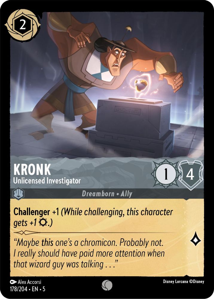 Kronk - Unlicensed Investigator 178/204 Common Shimmering Skies Lorcana NM