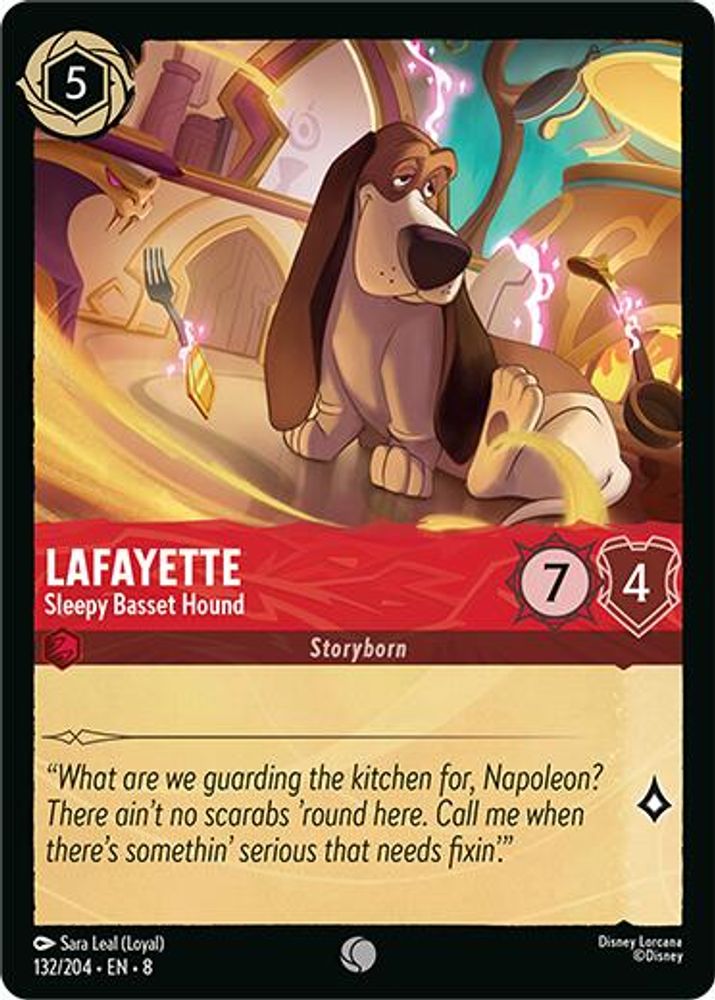 Lafayette - Sleepy Basset Hound 132/204 Common Reign of Jafar Lorcana Near Mint