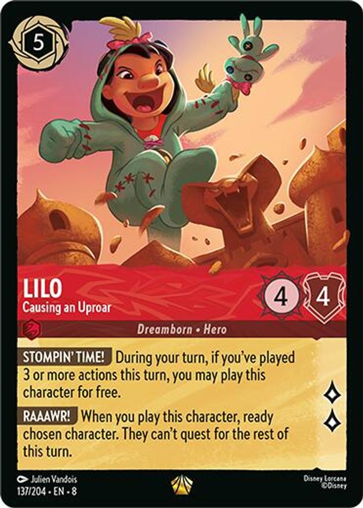 Lilo - Causing an Uproar 137/204 Legendary Reign of Jafar Lorcana Near Mint
