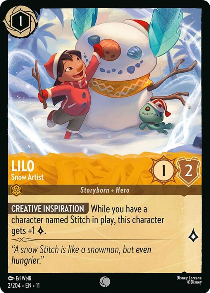 Lilo - Snow Artist 2/204 Common Winterspell Lorcana Near Mint