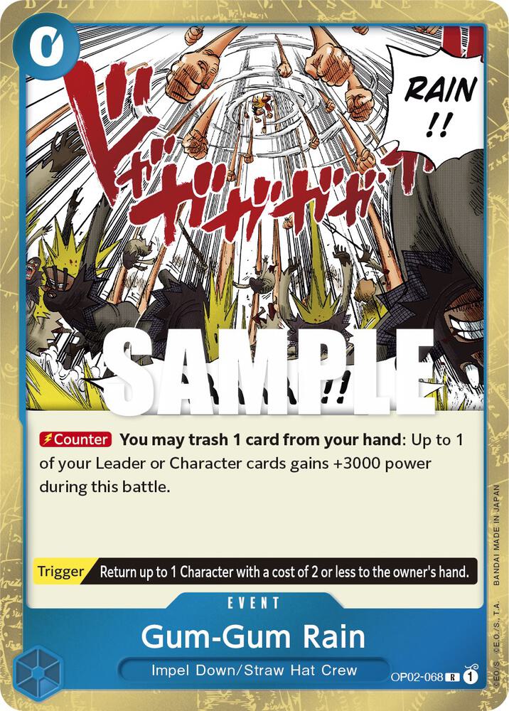 Gum-Gum Rain OP02-068 Rare Paramount War One Piece Foil Near Mint