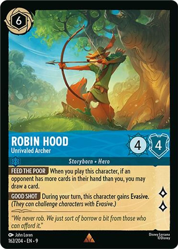 Robin Hood - Unrivaled Archer 162/204 Rare Fabled Lorcana Near Mint